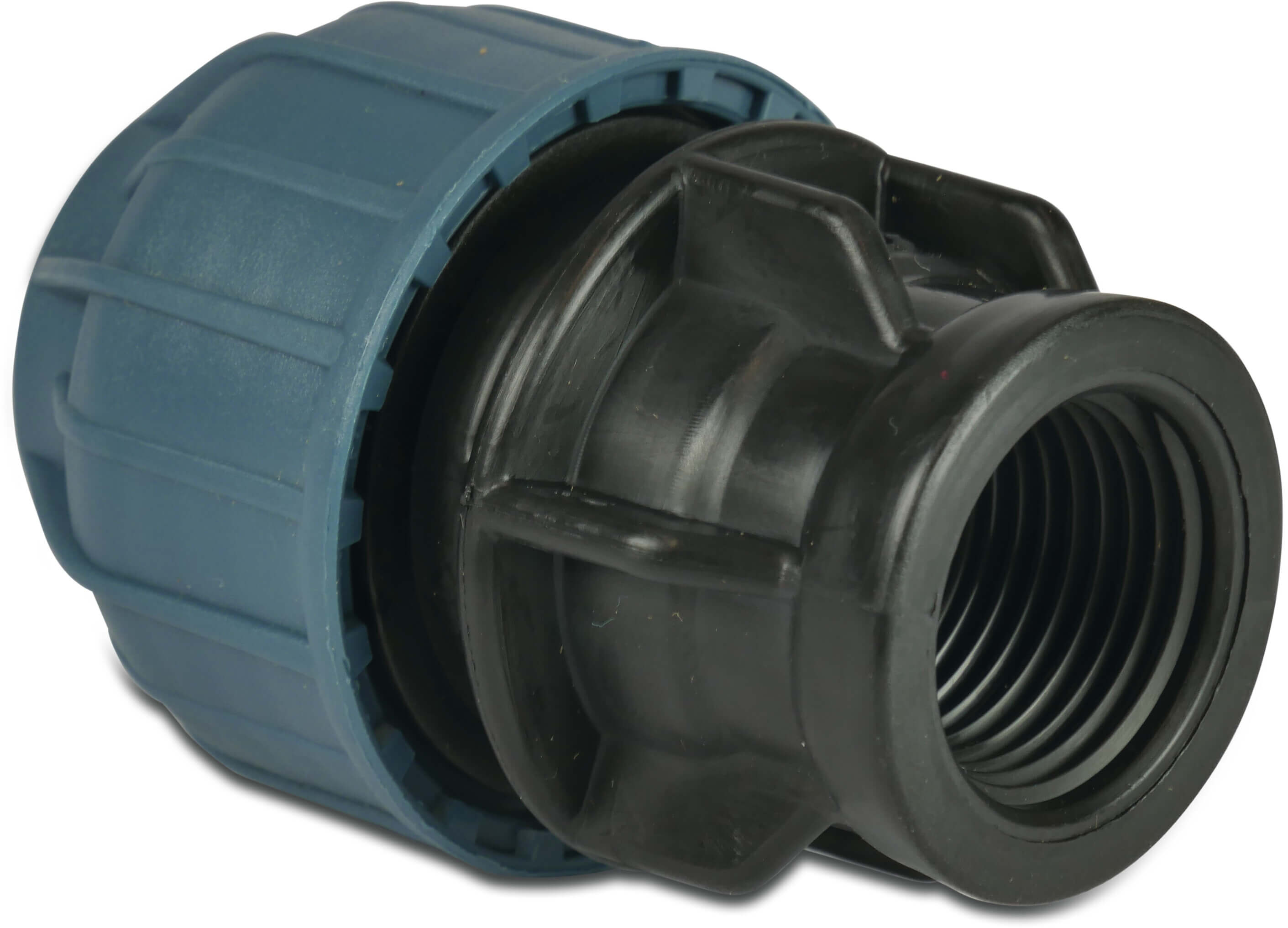 Jason Adaptor socket PP 32 mm x 1/2" compression x female thread 10bar black/blue