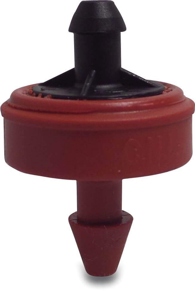 Netafim Dripper silicone push-in x hose tail 3,5bar 2ltr/h black/red type PC Kameleon