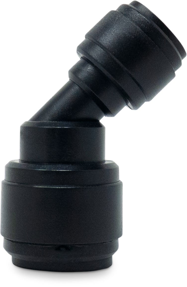 Winkel 45° POM 12 mm x 8 mm Einsteck 14bar Schwarz WRAS type Aquaspeed