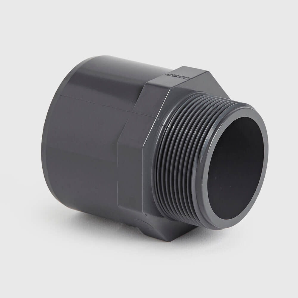 Profec Puntstuk PVC-U 20/25 mm x 1/2" lijmmof/spie x buitendraad 10bar grijs