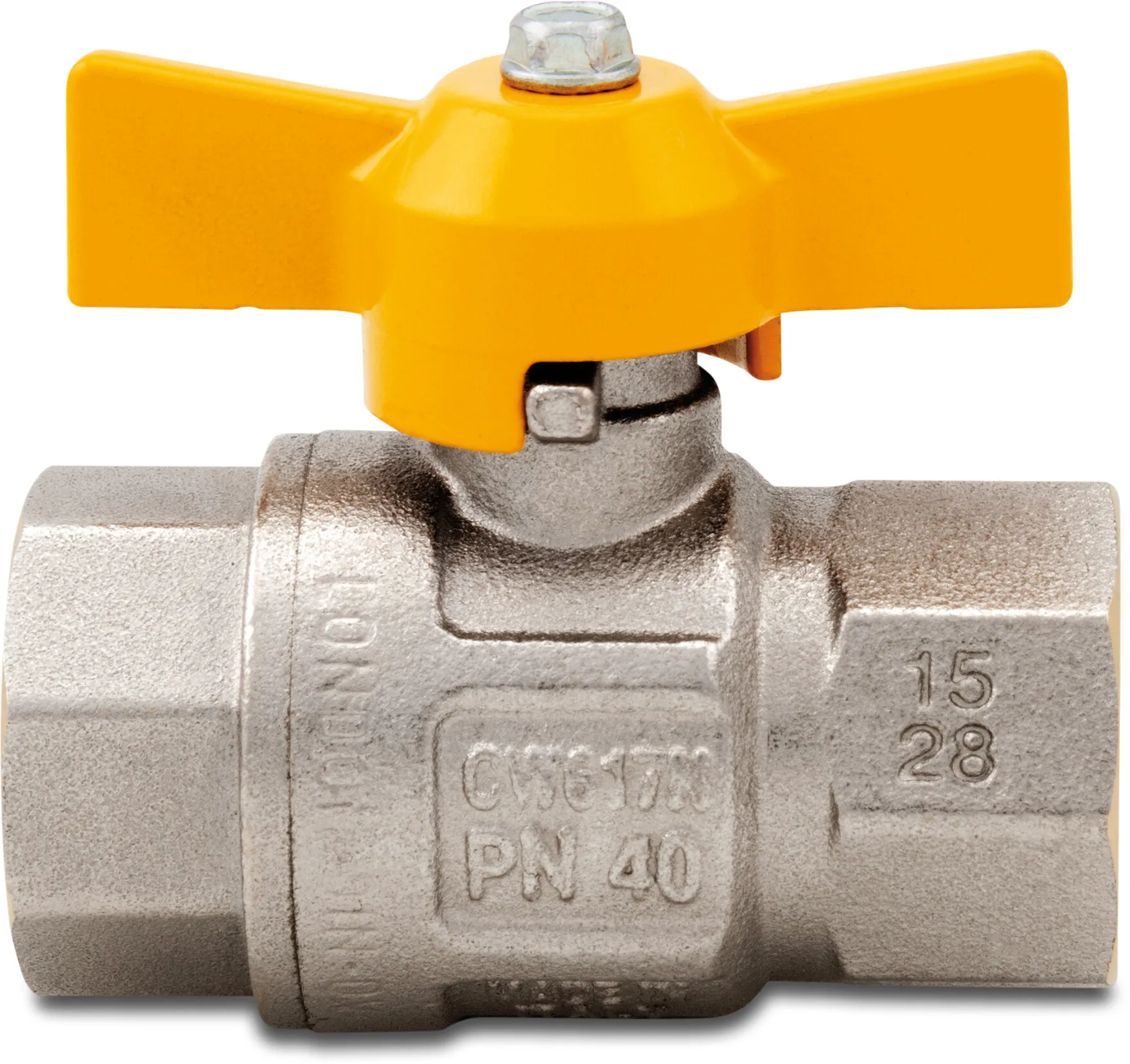 Itap Kogelkraan messing vernikkeld 1" binnendraad 5bar DN25 DVGW type 068