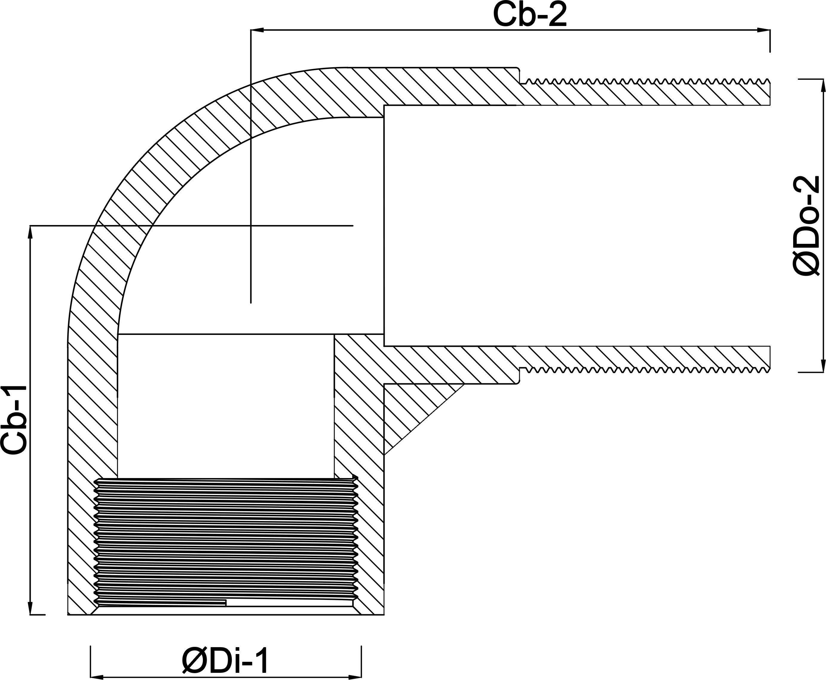 Profec Nr. 1 Bend 90° cast iron galvanised 3" female thread x male thread 25bar DVGW