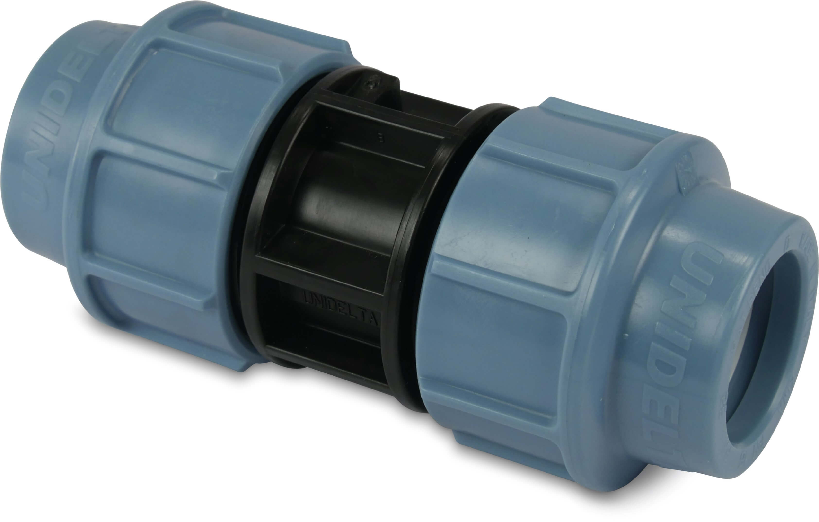 Unidelta Repair coupler PP 25 mm compression 16bar black/blue DVGW/KIWA/WRAS