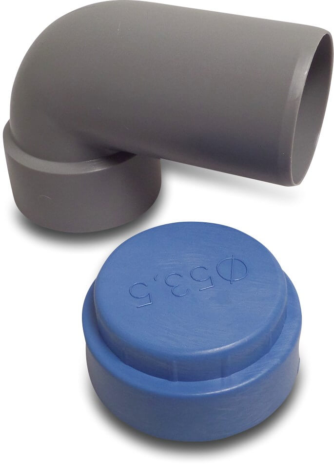 Siphonwinkel PP 40 mm x 46 mm Stutzen x Siphon Manschette Grau