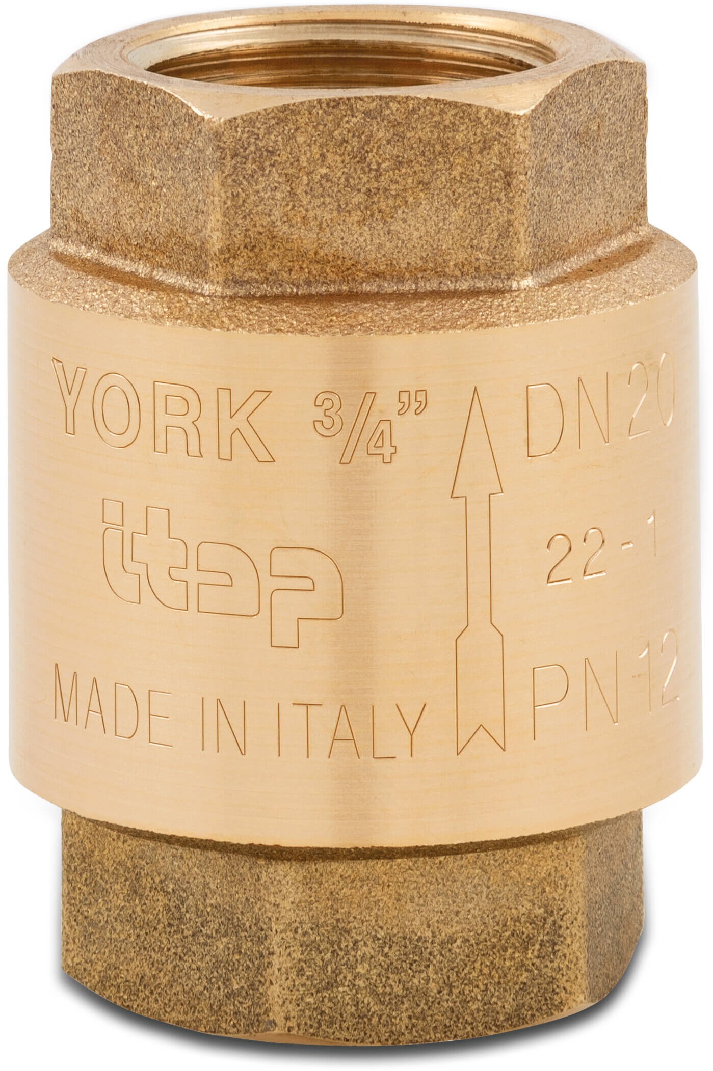 Itap Non return valve spring loaded brass 3/8" female thread 12bar type York 103