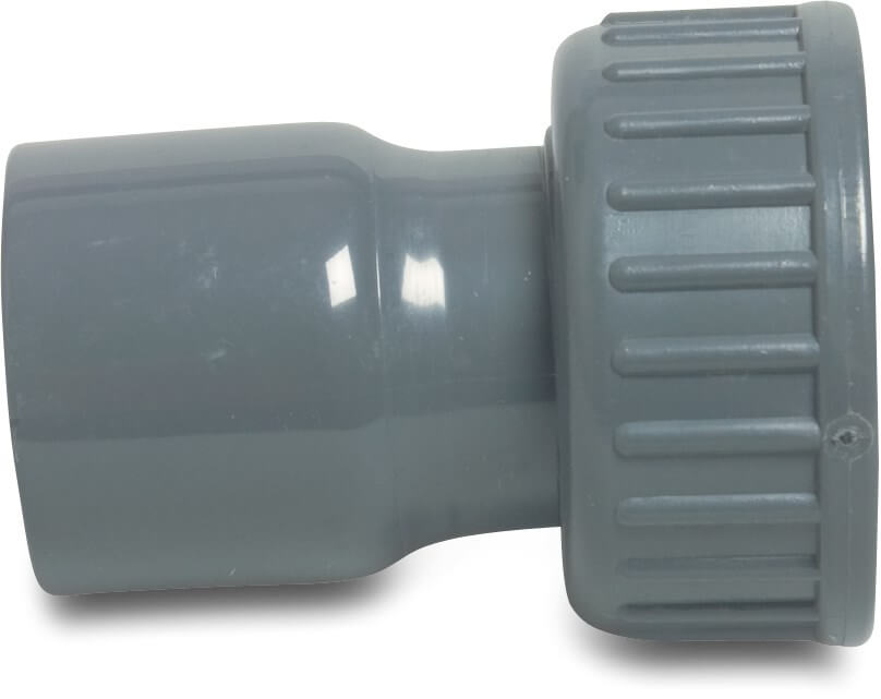 VDL 2/3 unionskoppling extruderad PVC-U 25 mm x 1" limsockel x invändig gänga mutter 16bar grå
