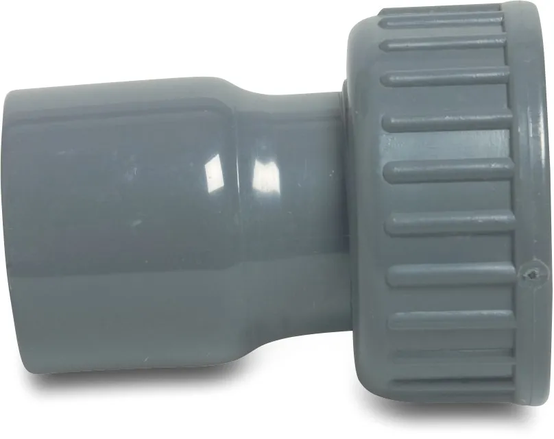 VDL 2/3 Verschraubung aus Rohr hergestellt PVC-U 25 mm x 1" Klebemuffe x Überwurfmutter IG 16bar Grau