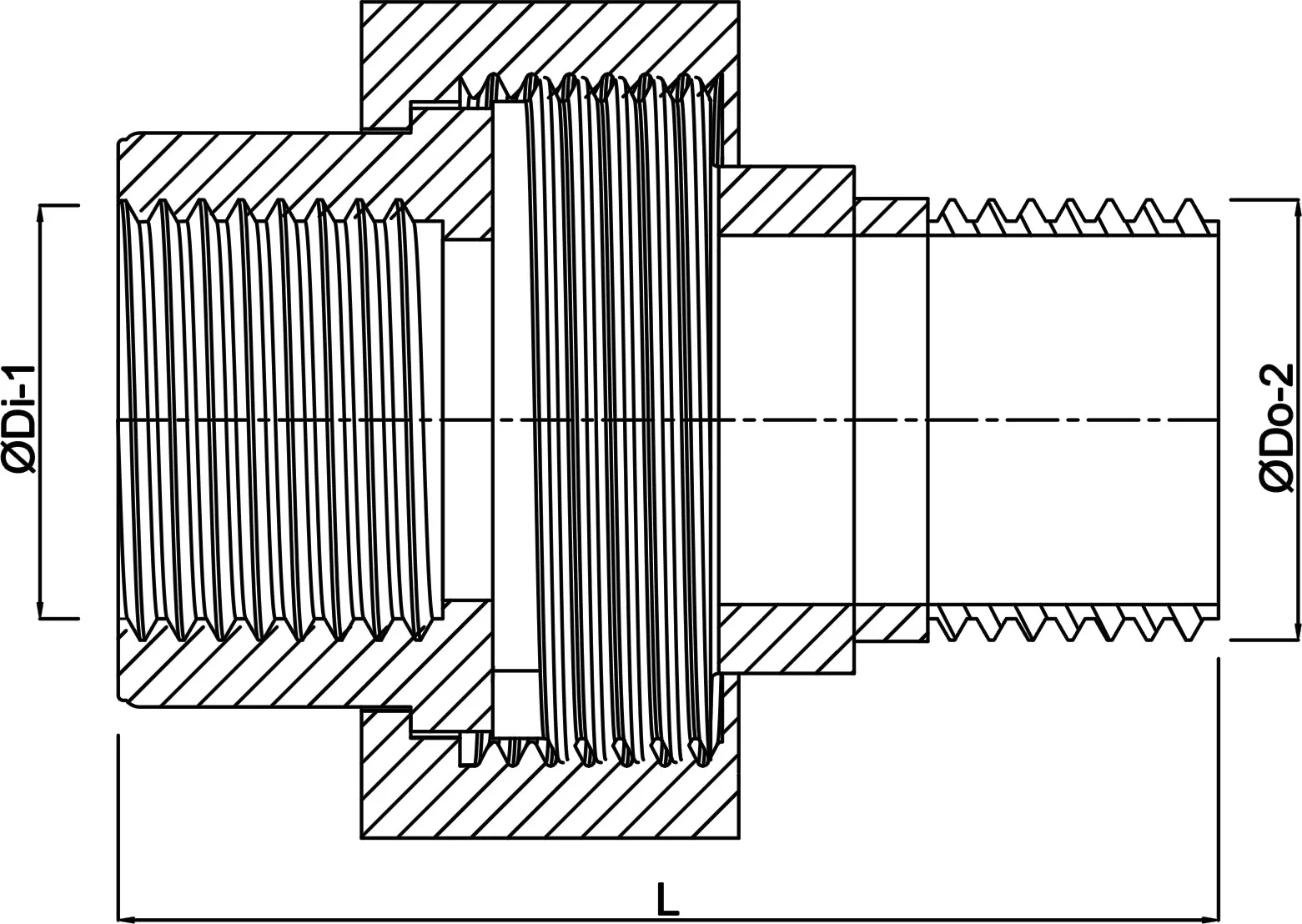 Profec Nr. 341 Union coupler stainless steel 316 1 1/2" female thread x male thread 16bar type conical