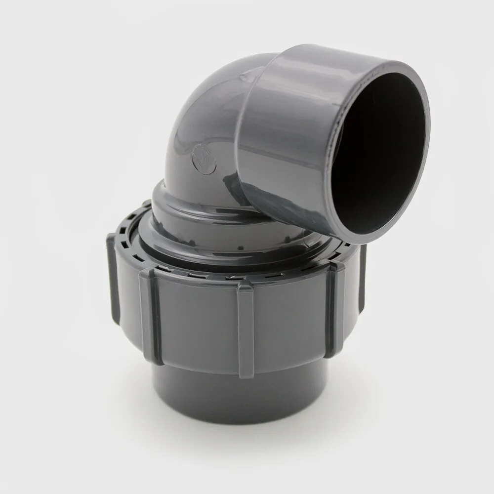 Winkel 90° PVC-U 50 mm Klemm x Klebemuffe 4bar Grau