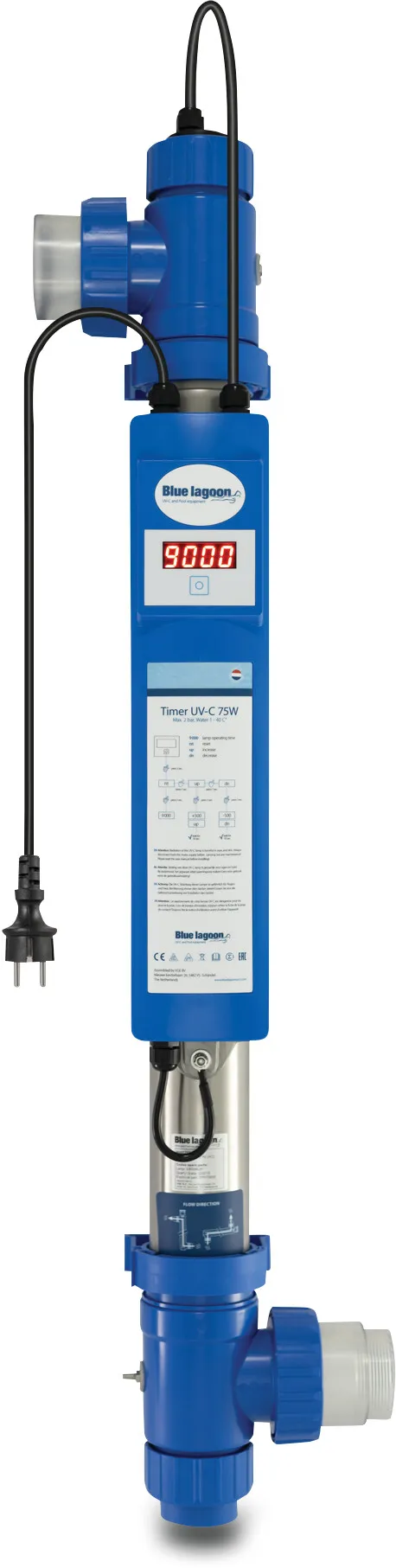 Blue Lagoon UV-C disinfection unit 63 mm x 1 1/2" glue socket x female thread 2bar type UV-C Timer 40 Watt