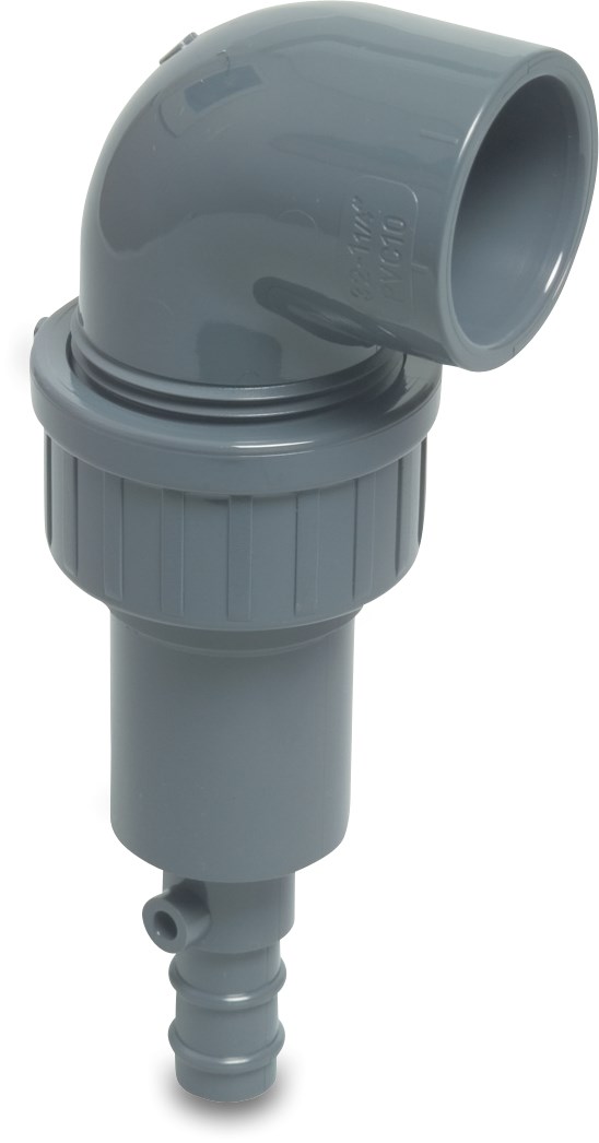 Profec Drain valve elbow 90° PVC-U 32 mm x 1 1/4" glue socket x hose tail 6bar grey