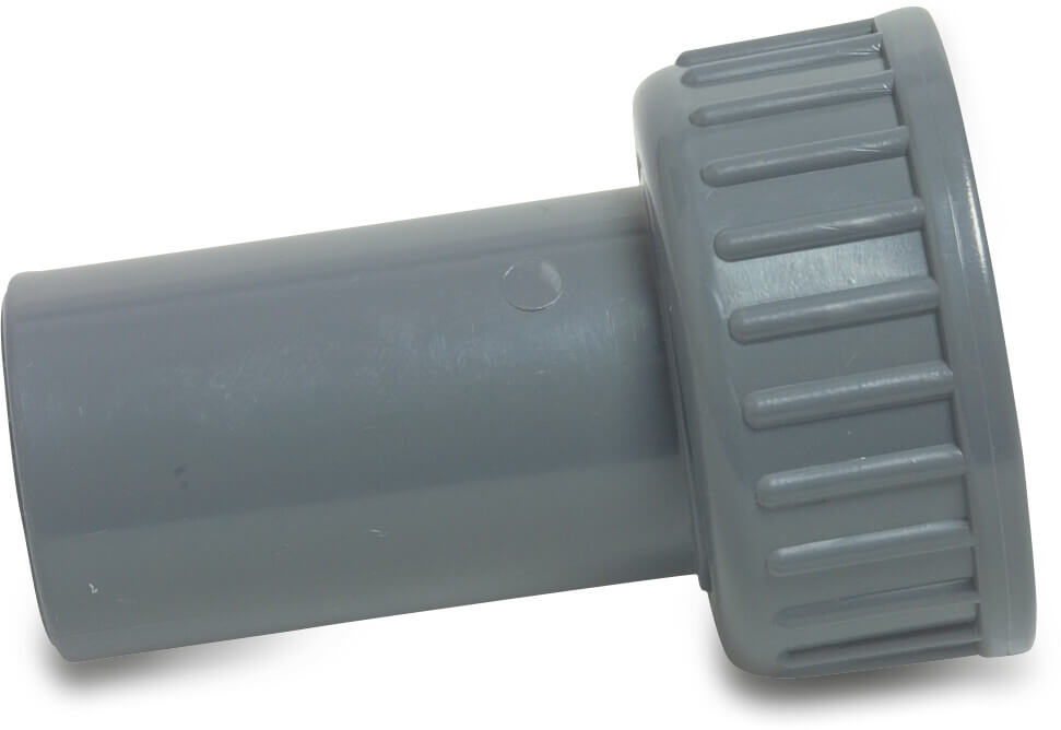 VDL 2/3 union coupler PVC-U 32 mm x 1 1/4" spigot x female threaded nut 16bar grey