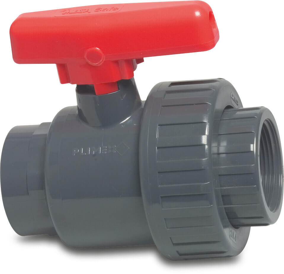 Profec Ball valve PVC-U 1 1/4" female thread 10bar DN32 grey type Safe 550