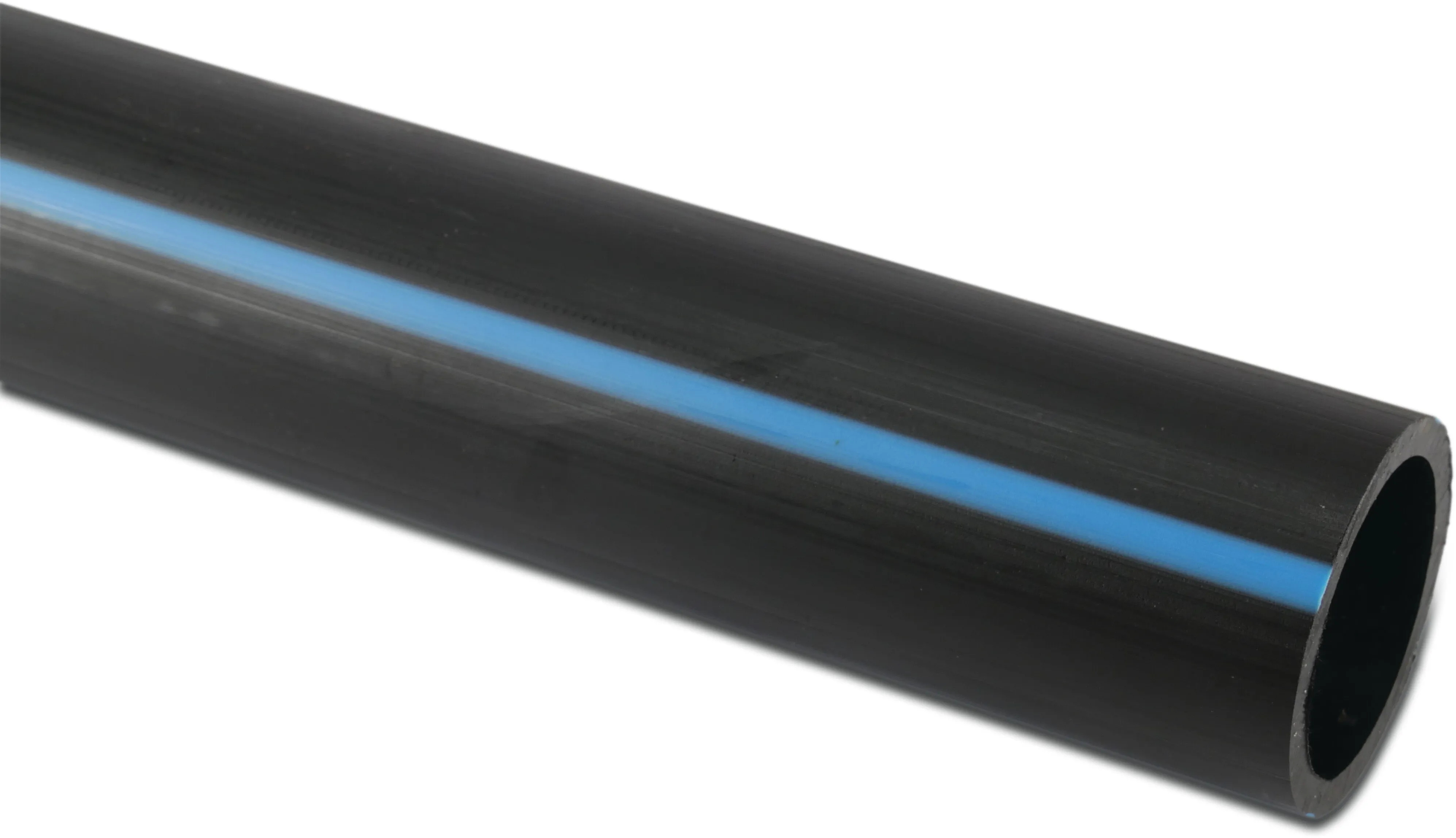 Pressure pipe PE100 40 mm x 2,4 mm plain SDR17 10bar black/blue 6m DVGW