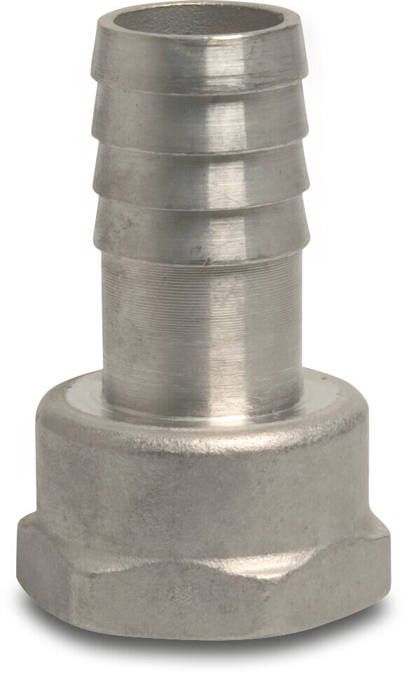 Profec Barbed adaptor stainless steel 316 1 1/2" x 38 mm female thread x hose tail 50bar