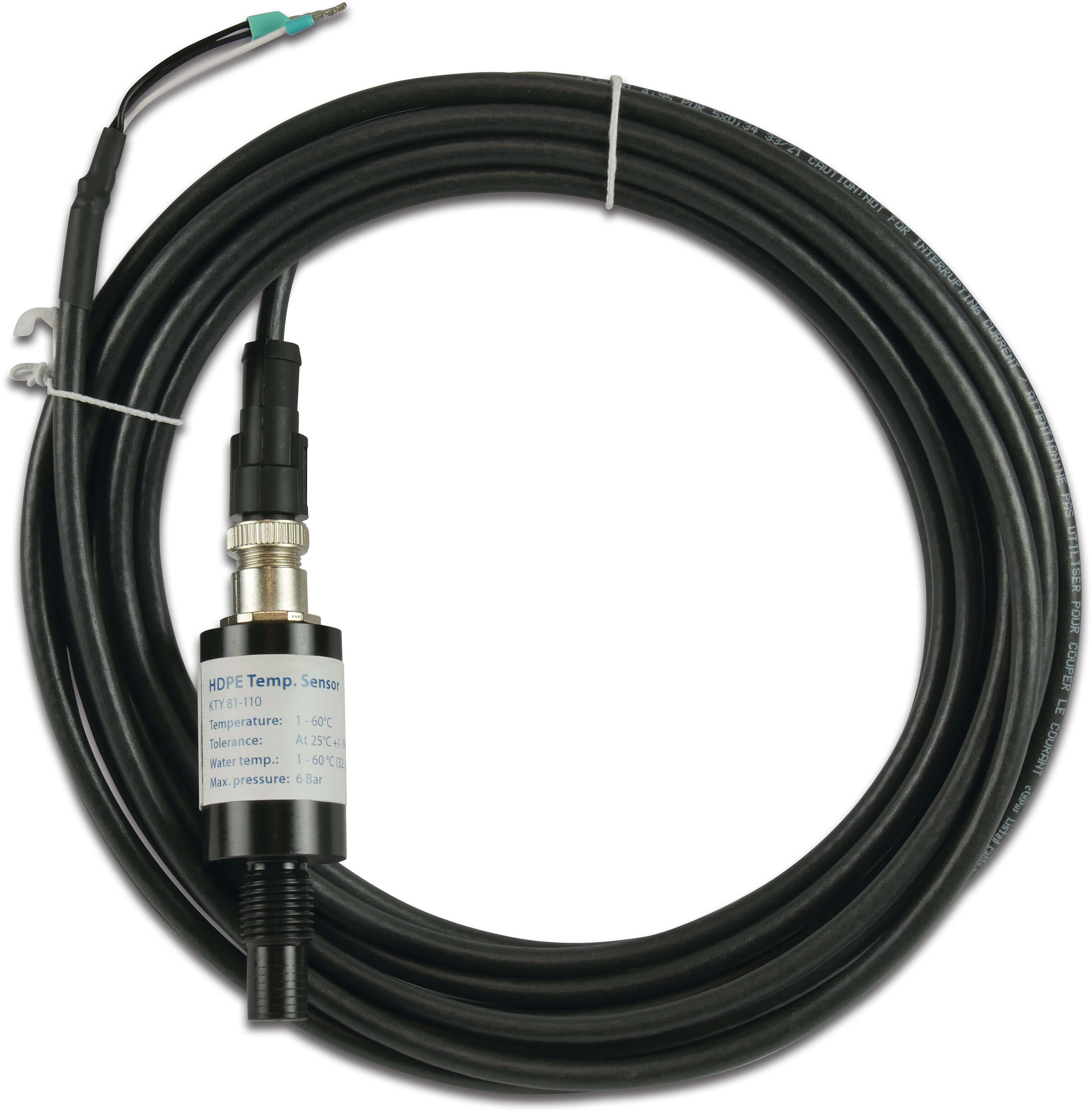 Temperature sensor with cable, HDPE