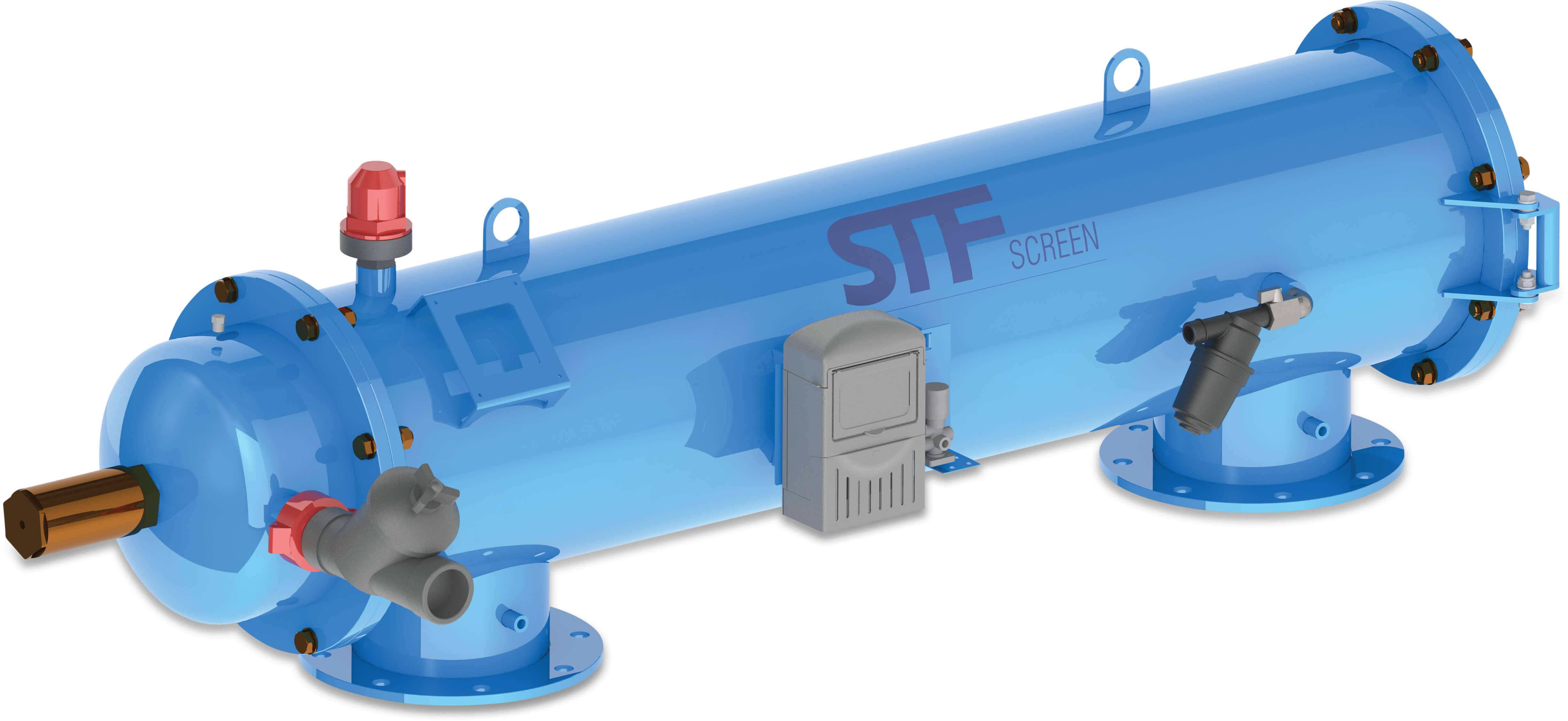 STF Automatisk hydraulisk filter carbon steel ST37.2 epoxy belægning DN100 flange 10bar 120mikron 6VDC type FMA 4004