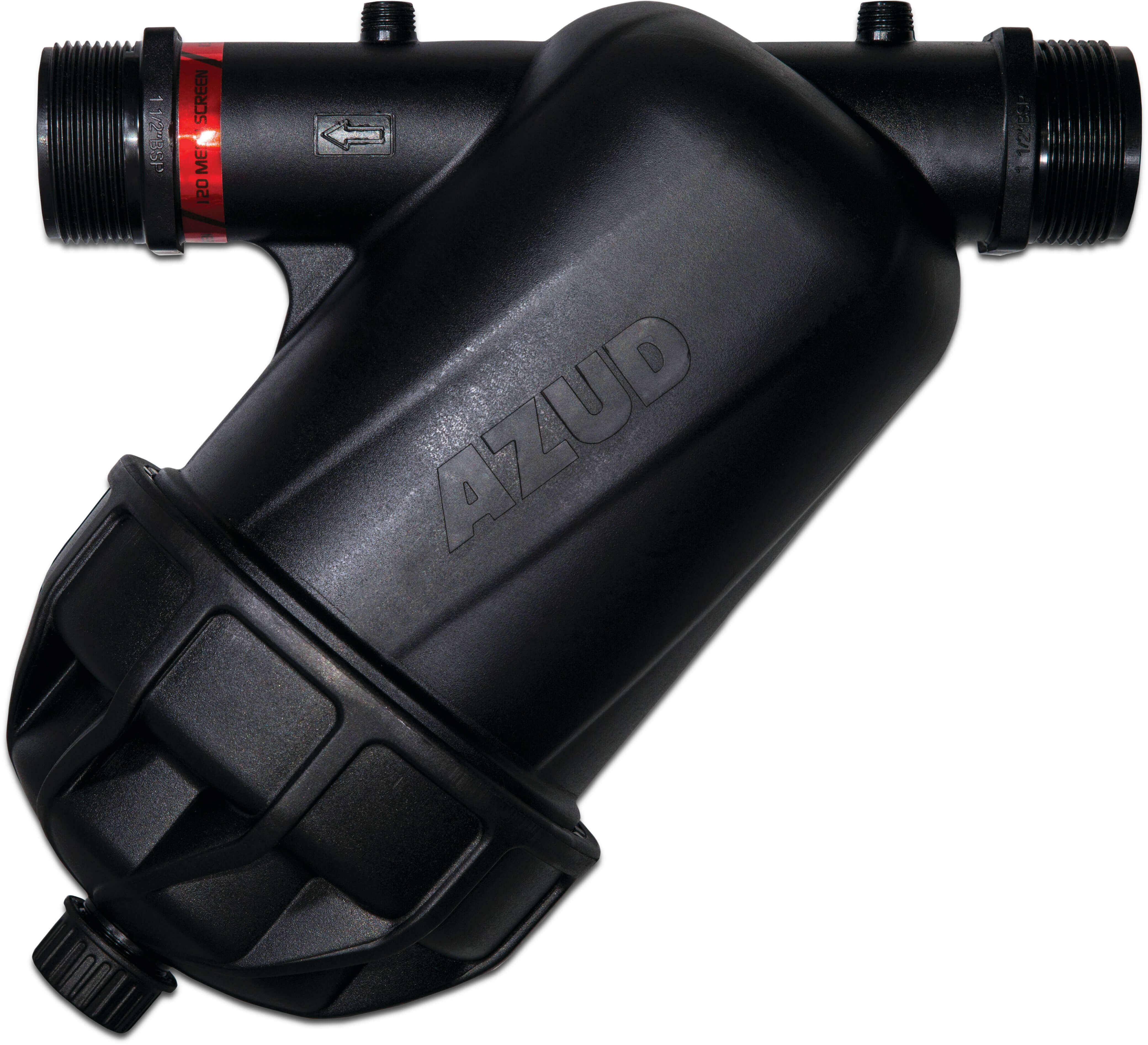 Azud Filtre en ligne plastique 3/4" filetage mâle 8bar 130micron acier inoxydable 316 noir type Modular 100 Screen