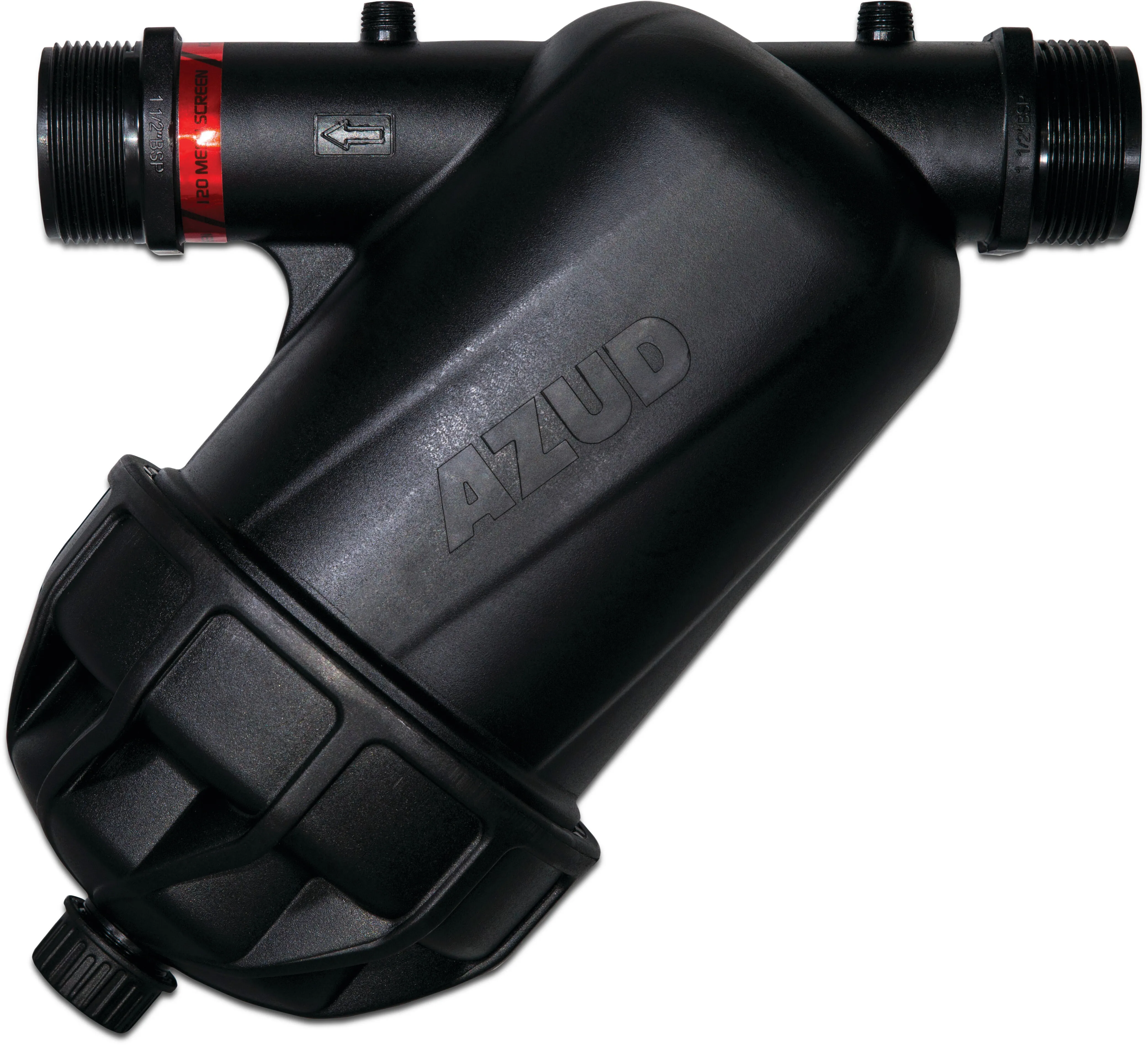 Azud Inline filter kunststof 3/4" buitendraad 8bar 130micron RVS 316 zwart type Modular 100 Screen