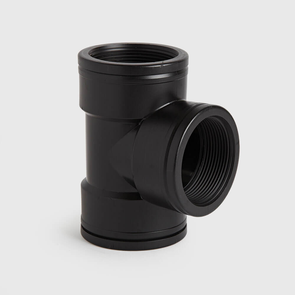 T-piece 90° PP 3/4" female thread 10bar black