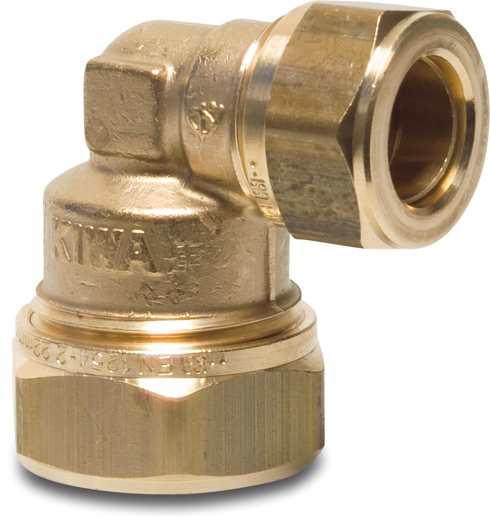 Bonfix Reducer elbow 90° brass 12 mm x 10 mm compression KIWA/GASTEC