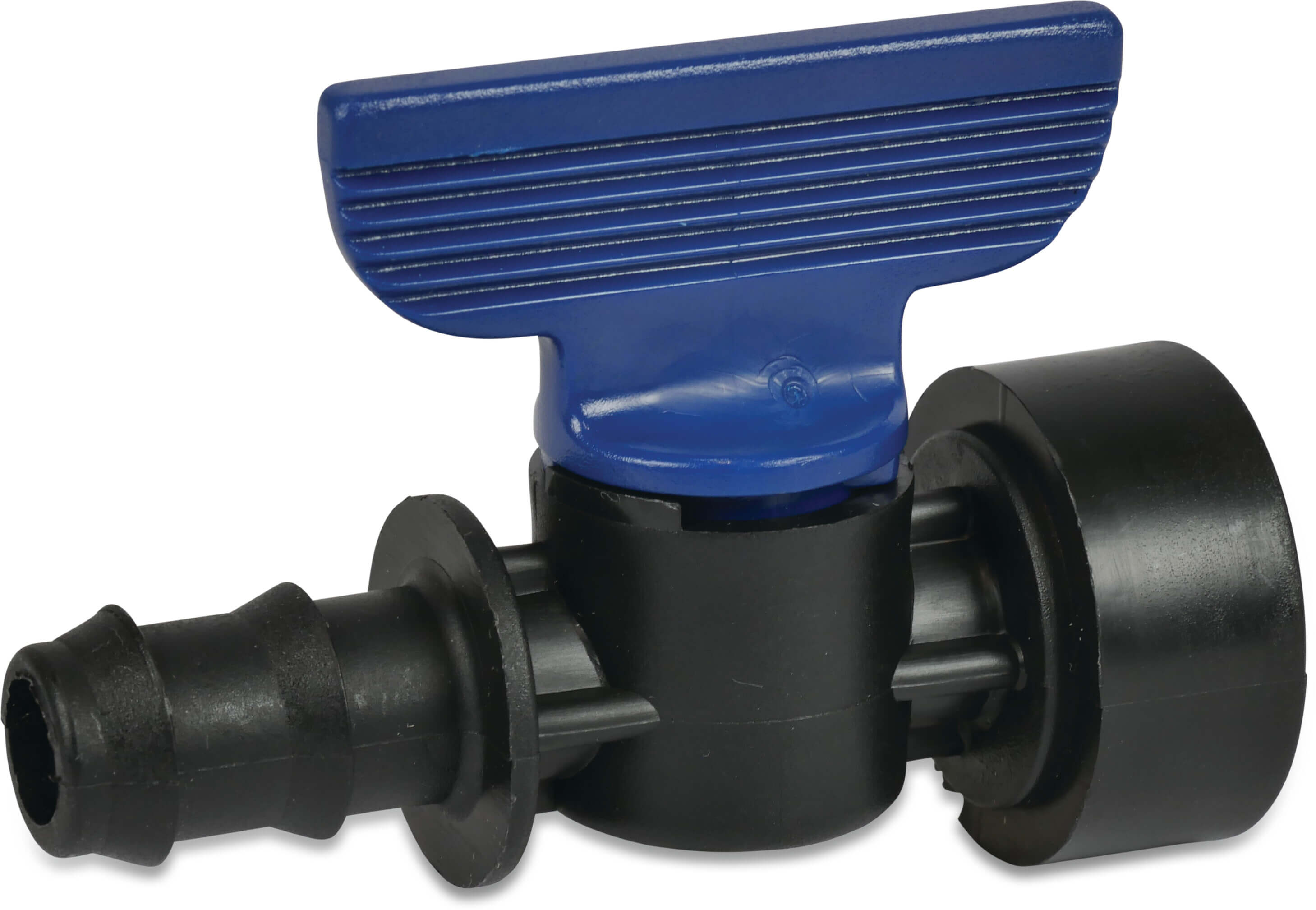 Plug valve PP 20 mm x 3/4" barbed x female thread 6bar black