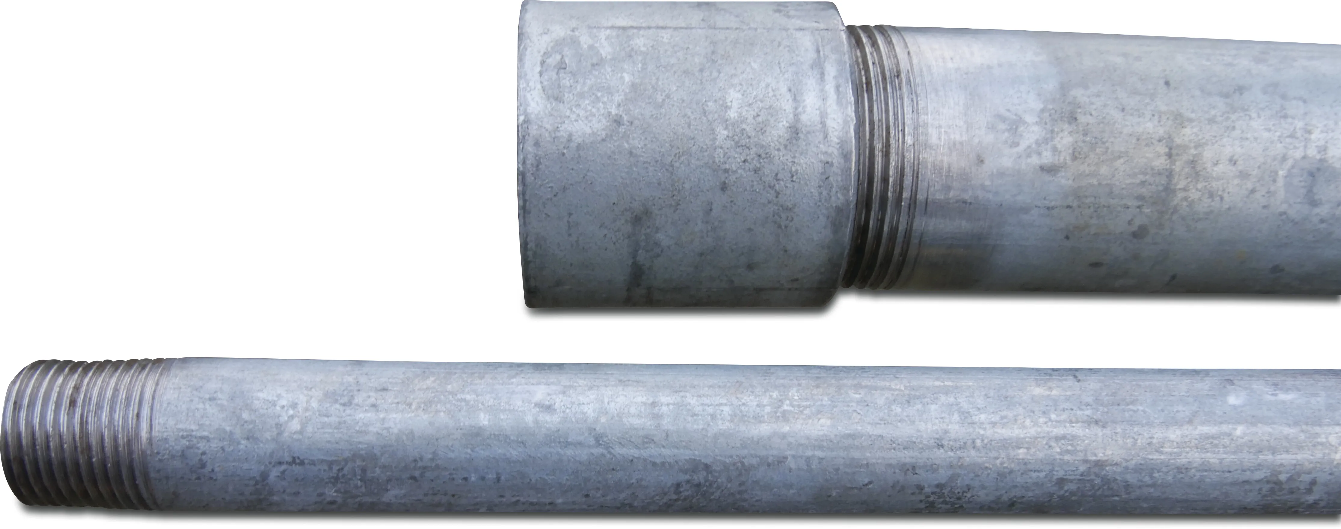 Rohr Stahl Verzinkt 1/2" x 2,6 mm Außengewinde x Gewindemuffe 50bar 6m KIWA/GASTEC