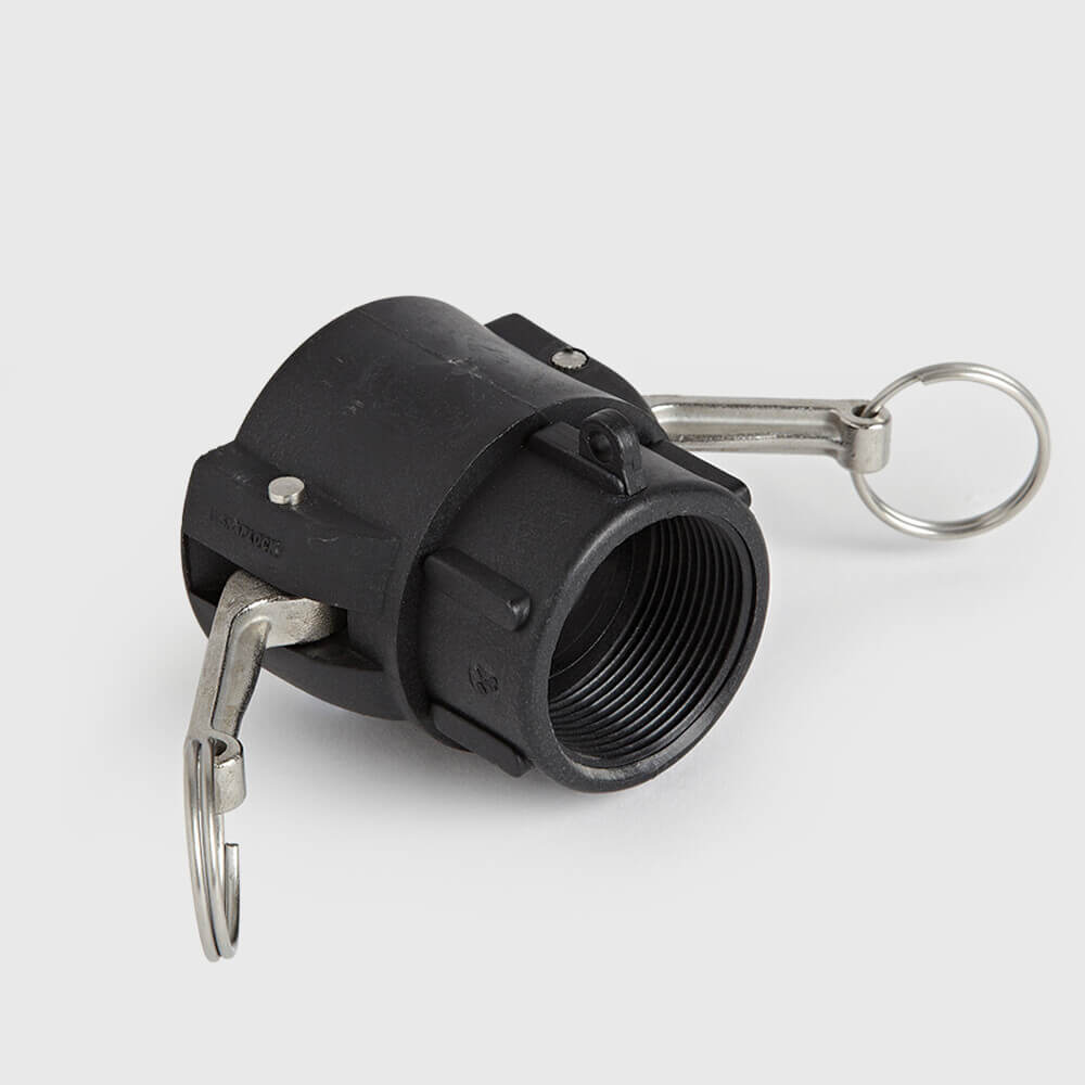 Quick coupler PP 1" female part Camlock x female thread 7,5bar black type Camlock D