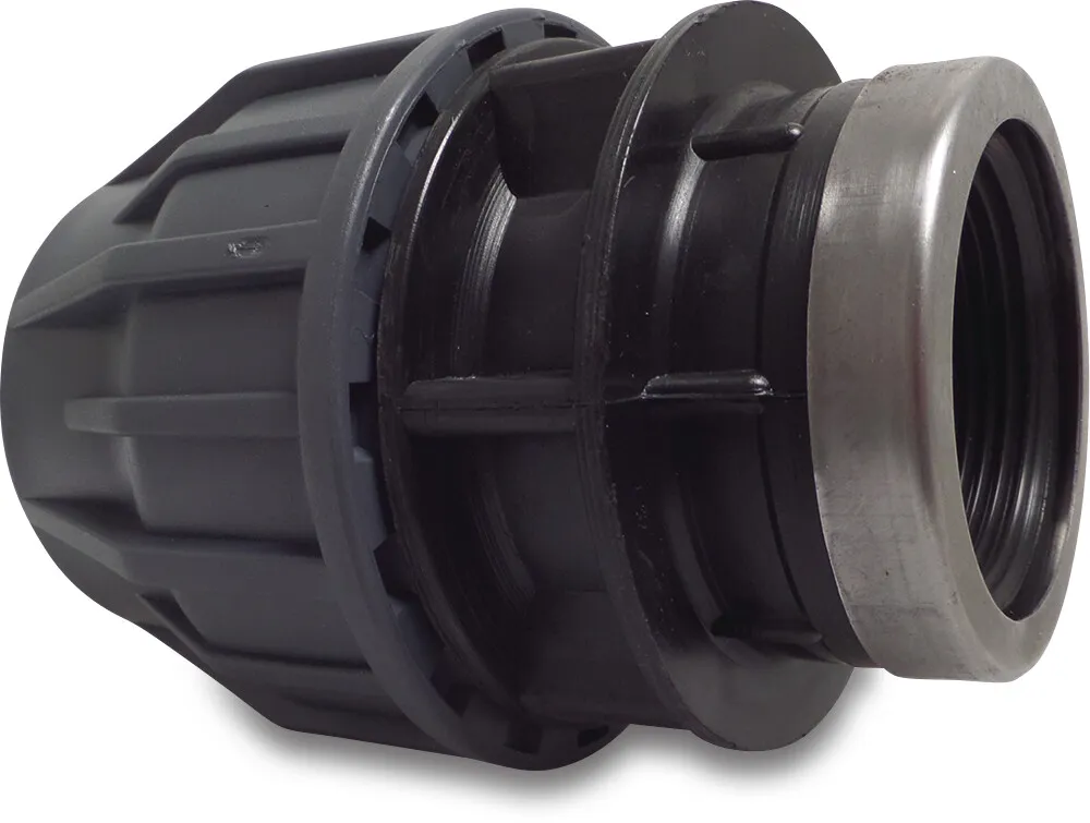 Jasonflex Adaptor socket PP 63 mm x 2" compression x female thread 16bar grey/black