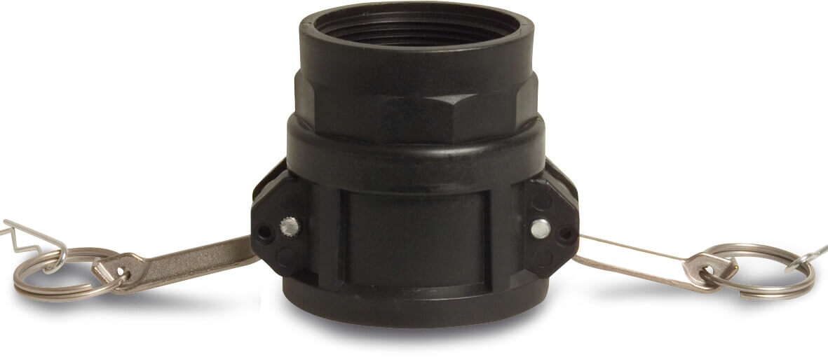 Snelkoppeling PP 1" M-deel Camlock x binnendraad 7,5bar zwart type Camlock D