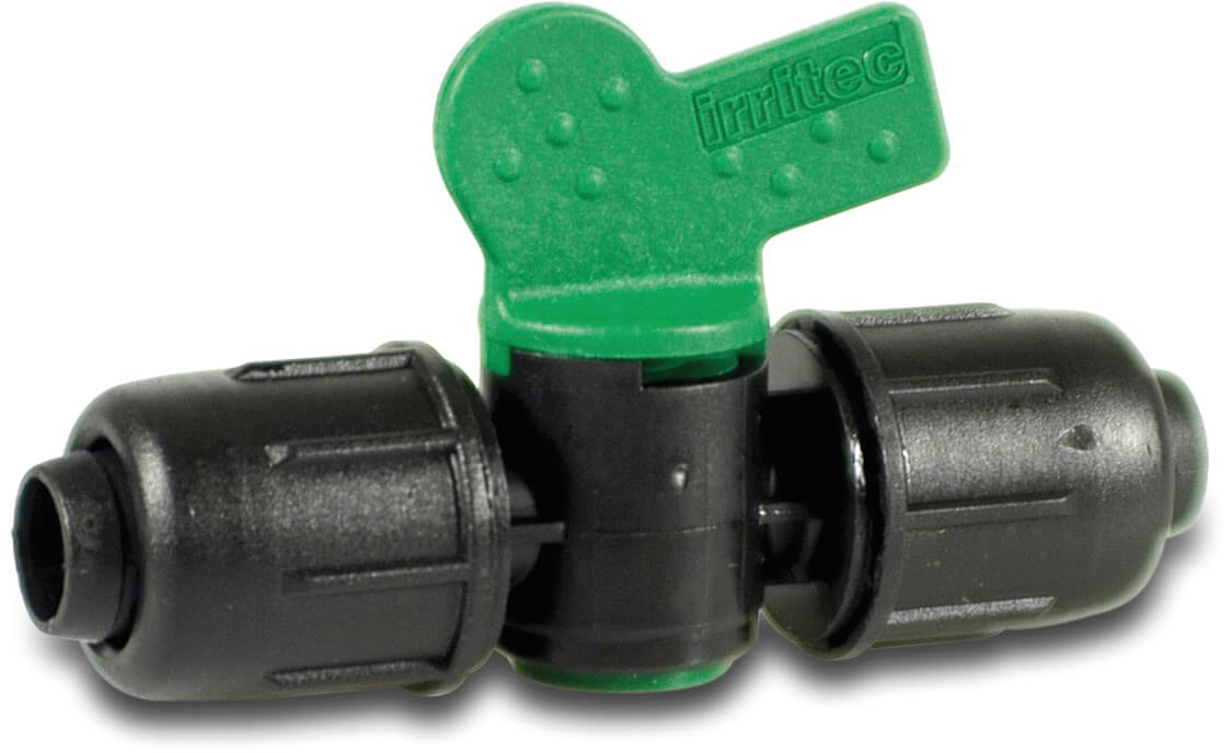 Plugkraan PP 16 mm lock 4bar zwart/groen type Quick joint