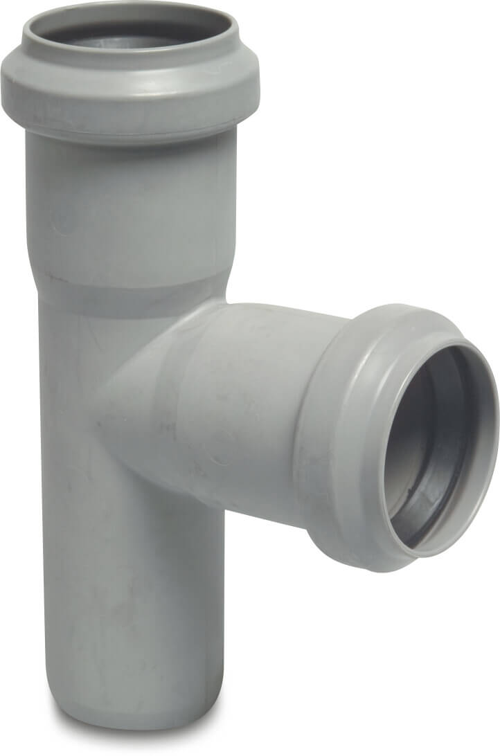Drainage T-piece 87° PP 40 mm ring seal x ring seal x spigot grey