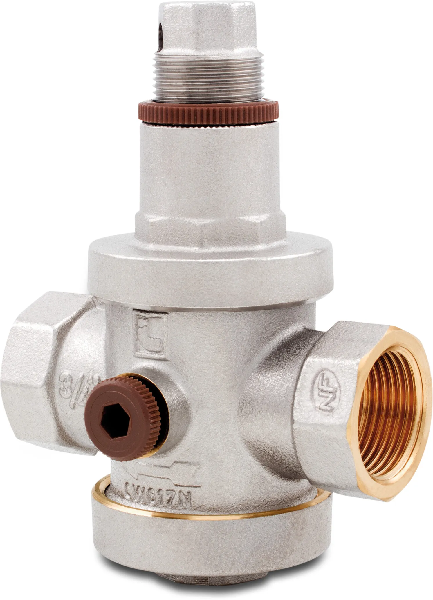 Itap Pressure reducing valve brass nickel plated 1/2" female thread 25bar type Europress 143