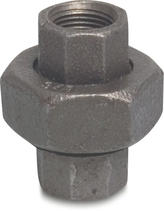 Profec Nr. 340 Union coupler cast iron black 1" female thread 25bar DVGW type conical