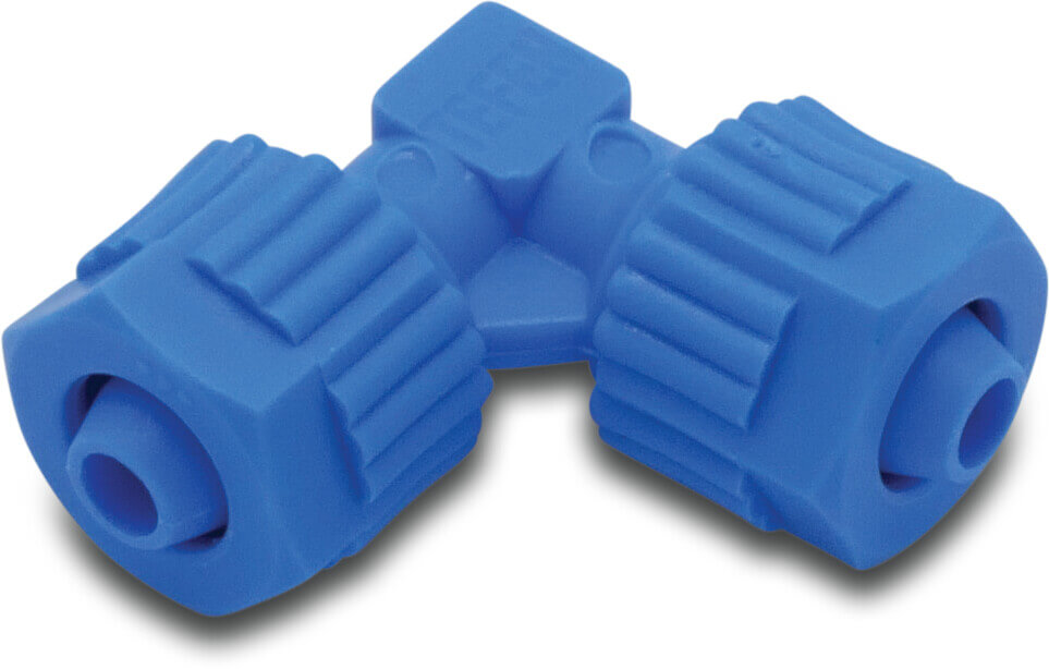 Tefen Union elbow 90° PA glass fibre reinforced 8 mm barbed 14bar blue