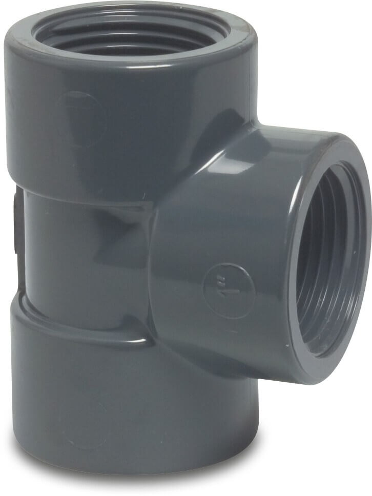 Profec T-piece 90° PVC-U 2" female thread 10bar grey