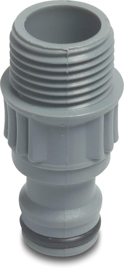 Hydro-Fit Kupplung PVC-U 3/4" Außengewinde x Klickstecker Grau
