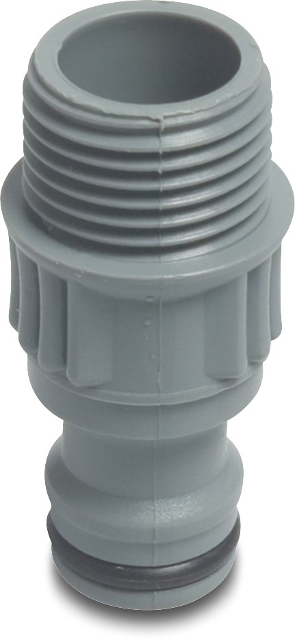 Hydro-Fit Aansluiting PVC-U 3/4" buitendraad x mannelijk klik grijs