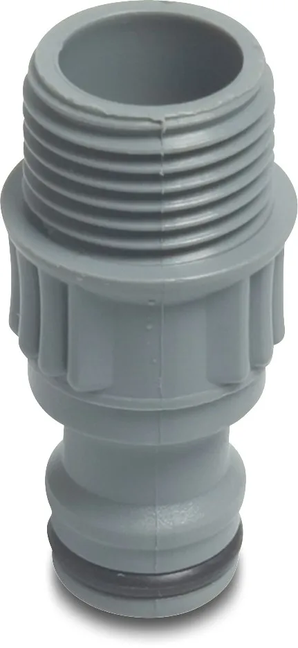 Hydro-Fit Kupplung PVC-U 3/4" Außengewinde x Klickstecker Grau