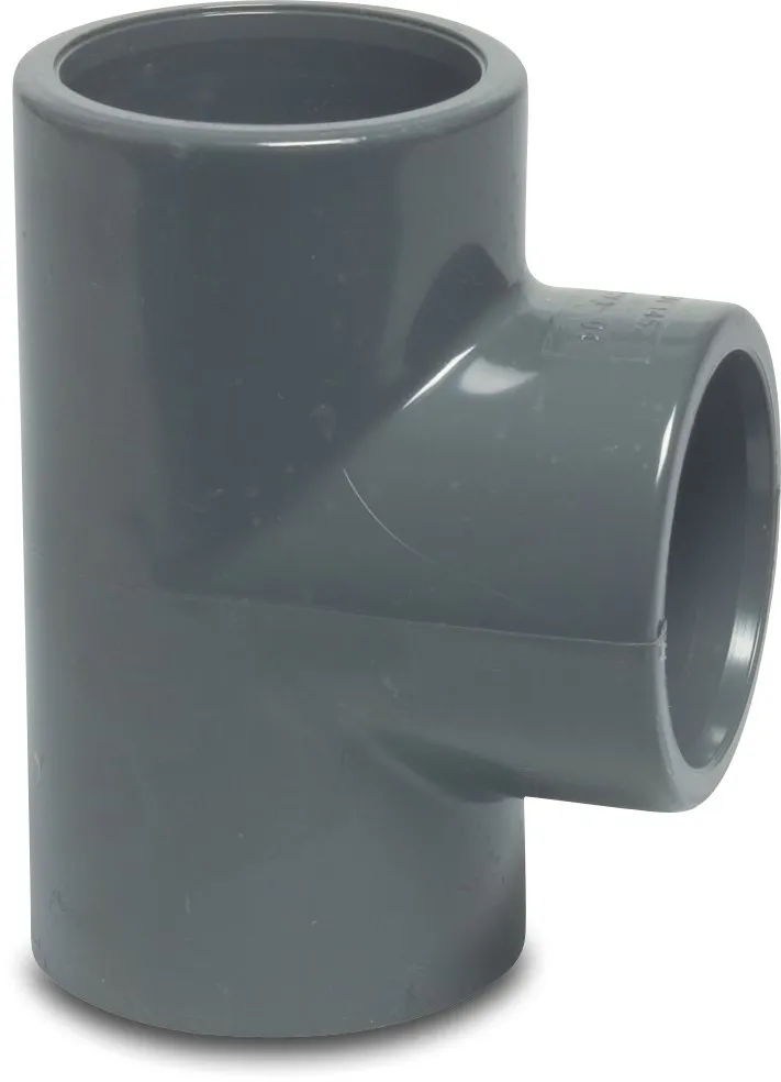 Profec T-piece 90° PVC-U 20 mm glue socket 16bar grey KIWA