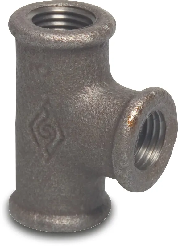 Profec Nr. 130 T-piece 90° cast iron black 1/2" female thread 25bar DVGW