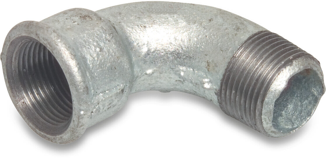 Profec Nr. 1A Bend 90° cast iron galvanised 1/2" female thread x male thread 25bar DVGW