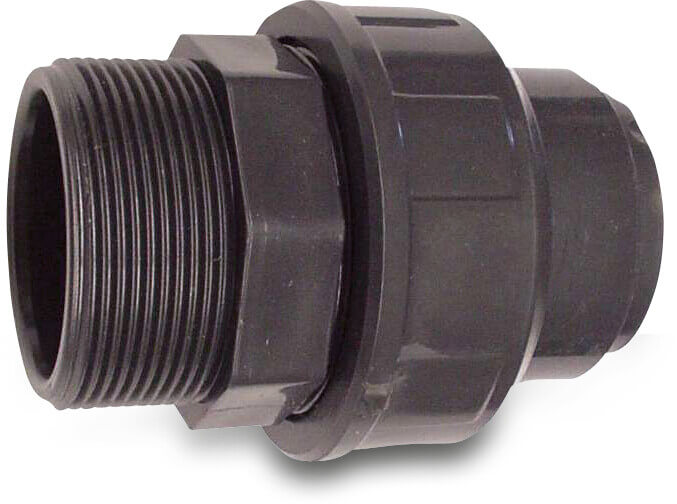 Unionskobling PVC-U 40 mm x 1 1/4" limmuffe x udvendig gevind 10bar grå