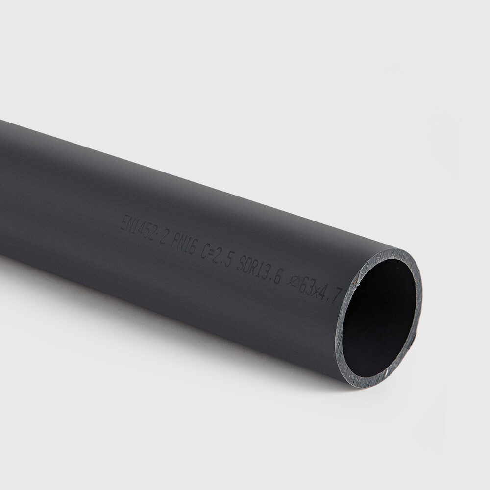 Pressure pipe PVC-U 12 mm x 1,0 mm plain ISO-PN16 grey 4m KIWA