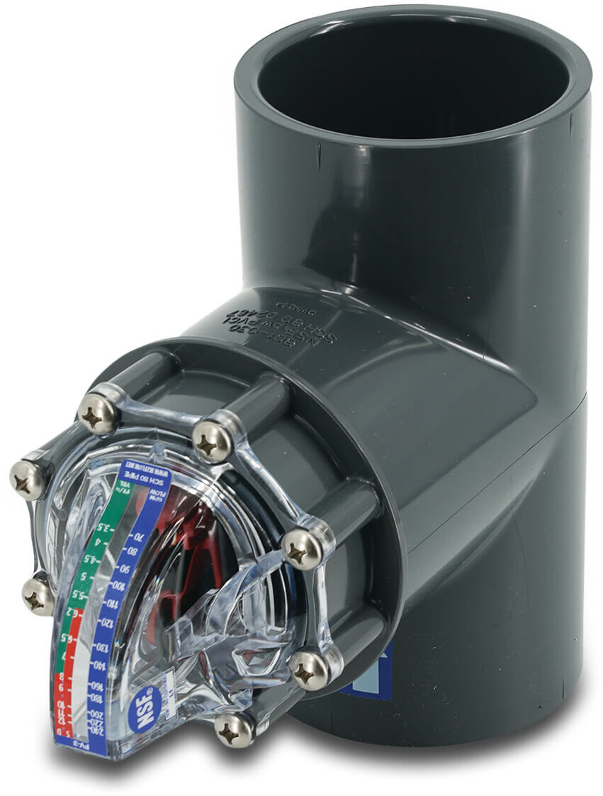 FlowVis Flow meter PVC 3" imperial glue socket 3,5bar black