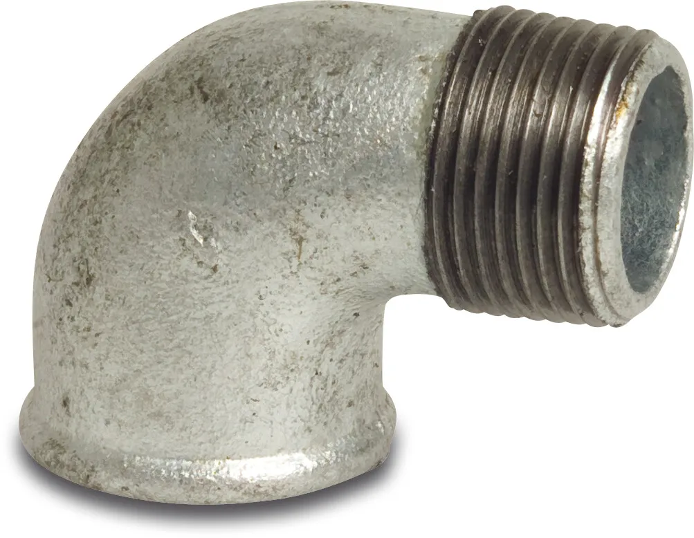 Profec Nr. 92 Elbow 90° cast iron galvanised 1" female thread x male thread 25bar DVGW