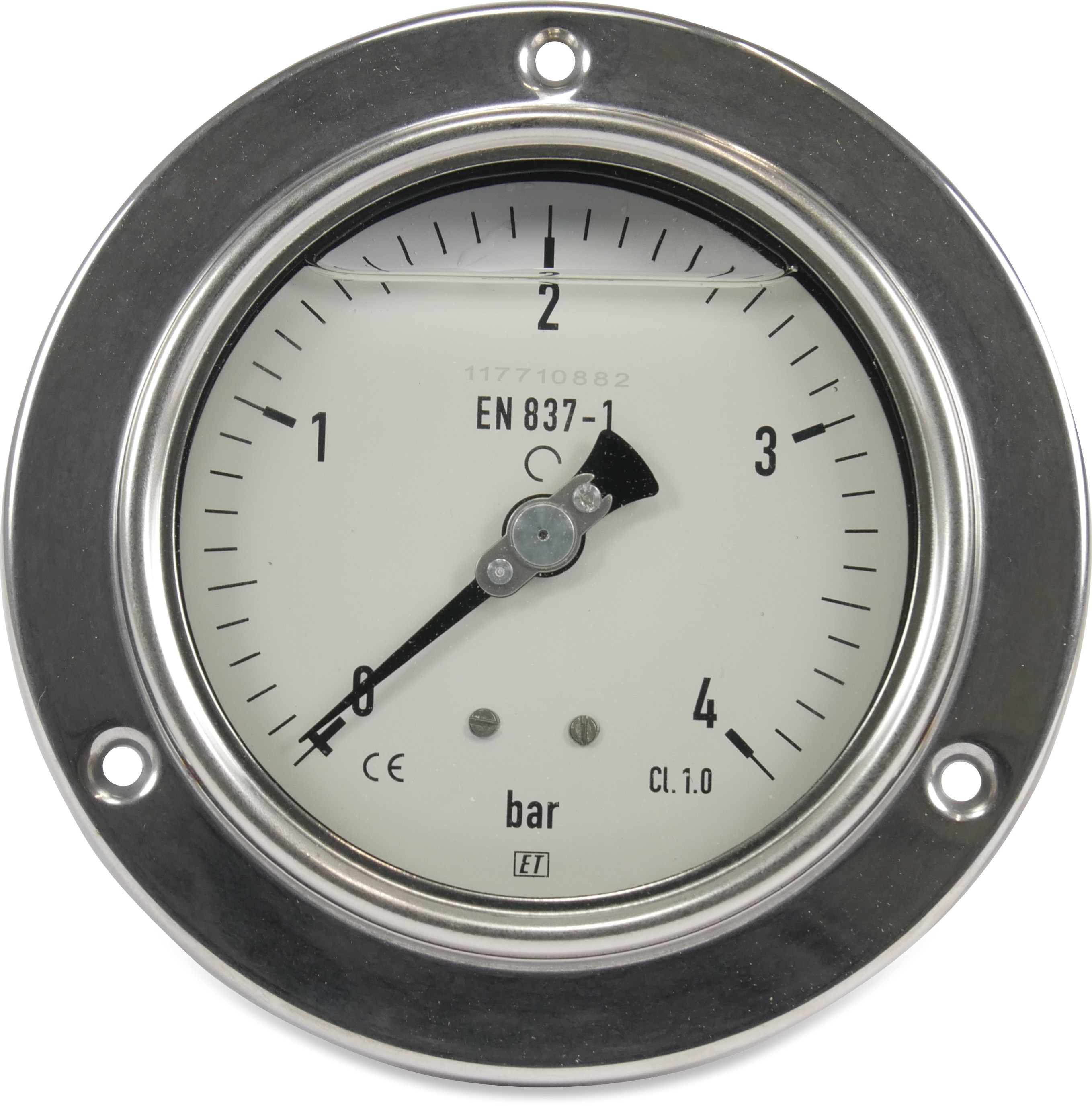 Pressure gauge 100 mm 0-4bar back connection