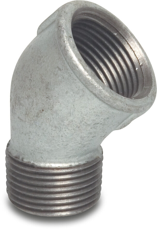 Profec Nr. 121 Elbow 45° cast iron galvanised 3/4" female thread x male thread 25bar DVGW