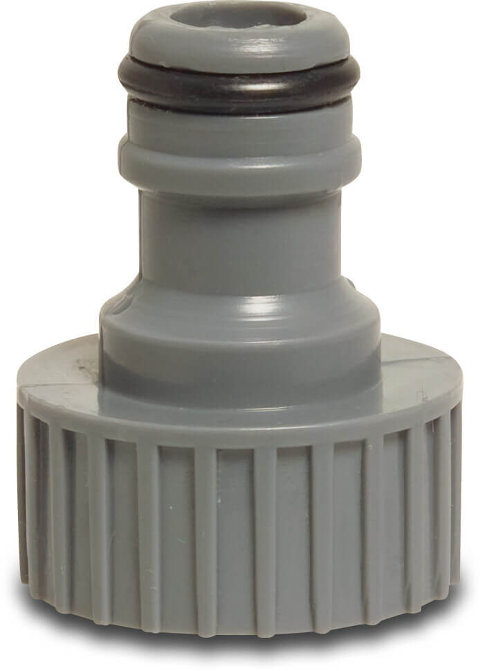 Flotide Hanekobling PVC-U 1" indvendig gevind x han-del klik grå type blisterpakning TOC