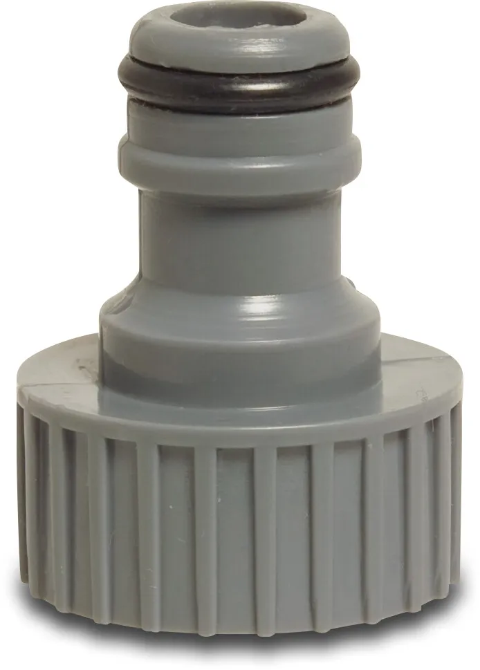 Flotide Hanekobling PVC-U 1" indvendig gevind x han-del klik grå type blisterpakning TOC